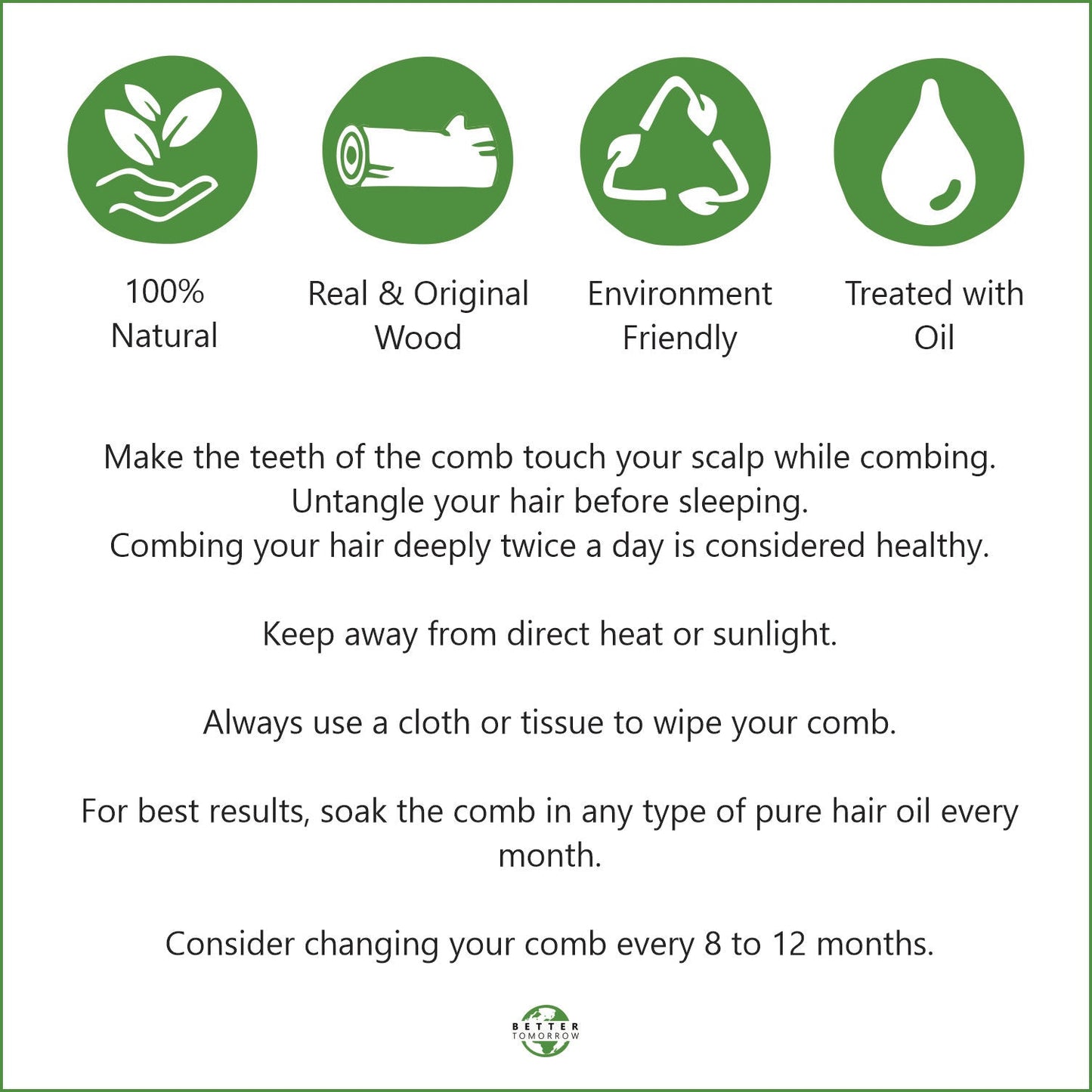 Neem Wood Comb - Dual Tooth