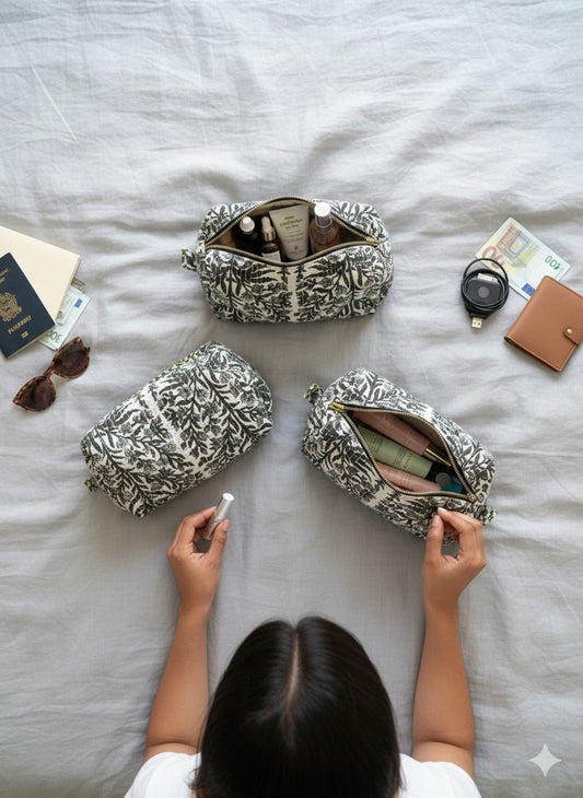 Quilted Set of 3 pouches